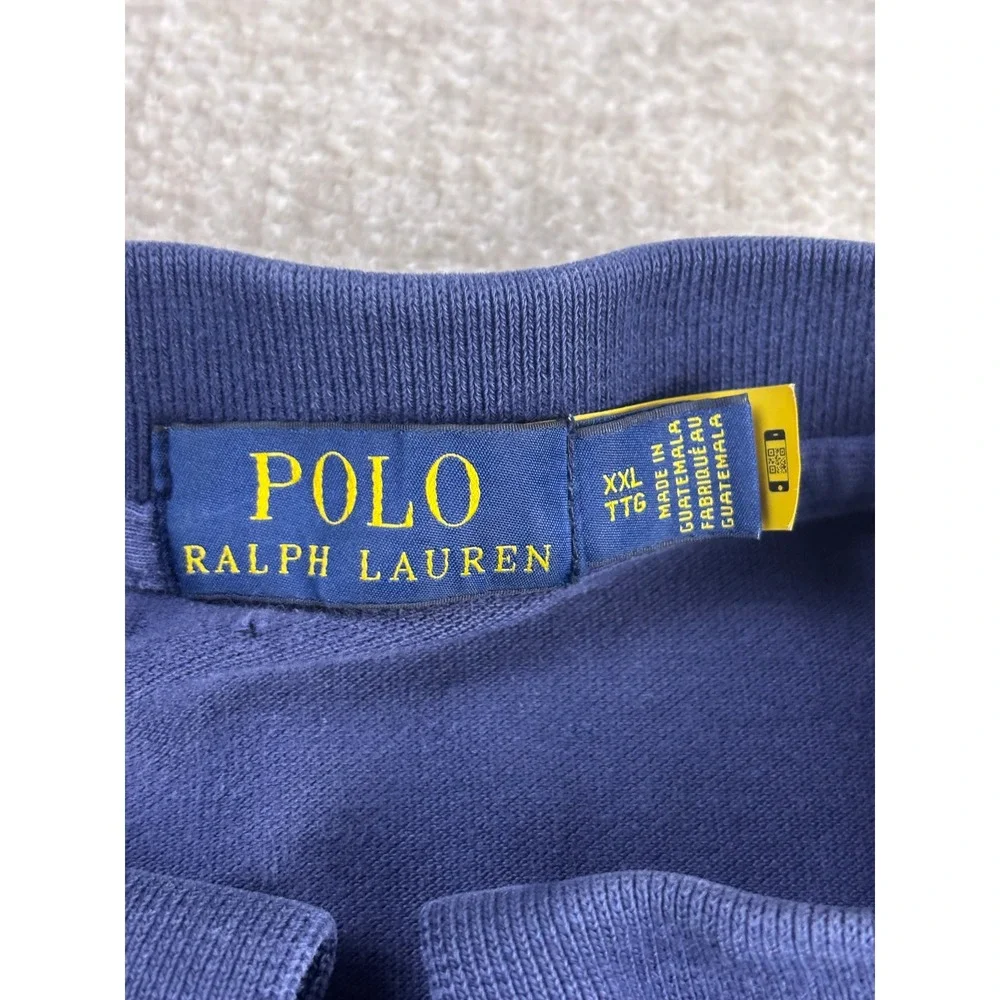 Polo Ralph Lauren Mens XXL Navy Blue Short Sleeve Pique Polo Shirt Red Pony Logo